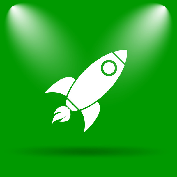 Rakéta ikonra. Internet gomb zöld háttér - Fotó, kép