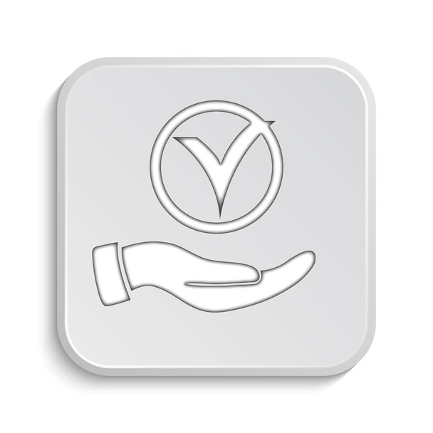 Tick with hand icon. Internet button on white background - Photo, Image