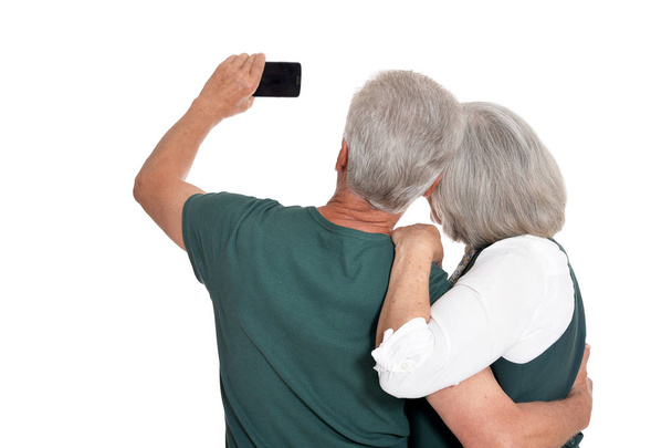 senior couple  taking selfie photo - Foto, Imagem