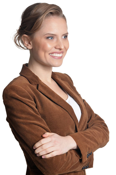 portrait of beautiful businesswoman posing isolated  on white   - Zdjęcie, obraz