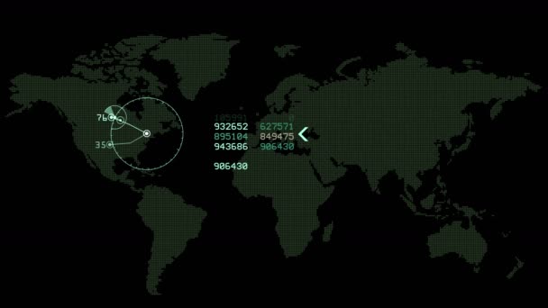 4 k Global Gps danych wykrywania ziemi Mapa radarów wojskowych Gps nawigacji interfejs. - Materiał filmowy, wideo