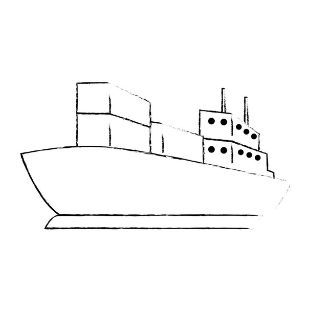ikona na białym tle statek Cargo - Wektor, obraz