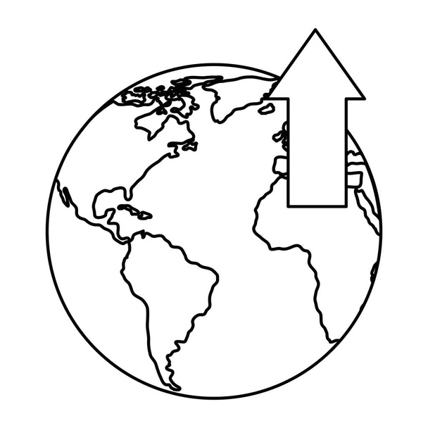 world planet earth with arrow up - Vector, Image