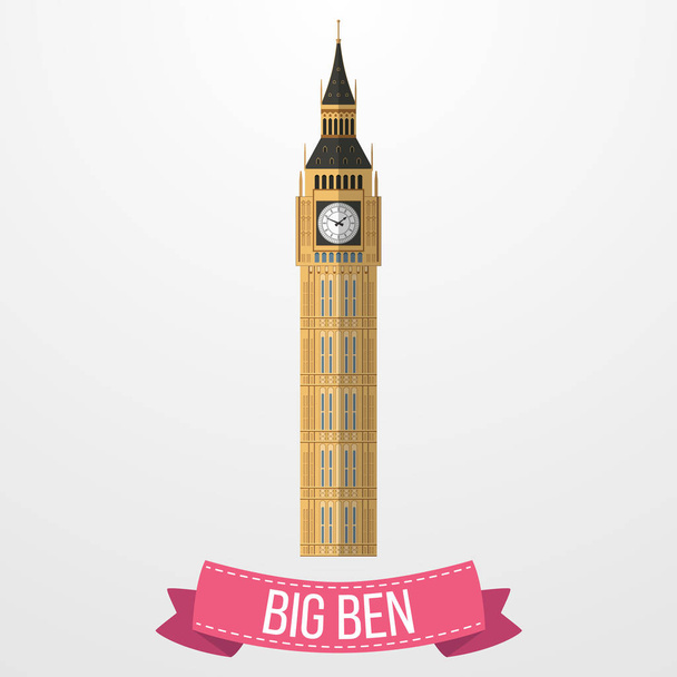 Ilustração vetorial do ícone Big Ben Tower no fundo branco
 - Vetor, Imagem