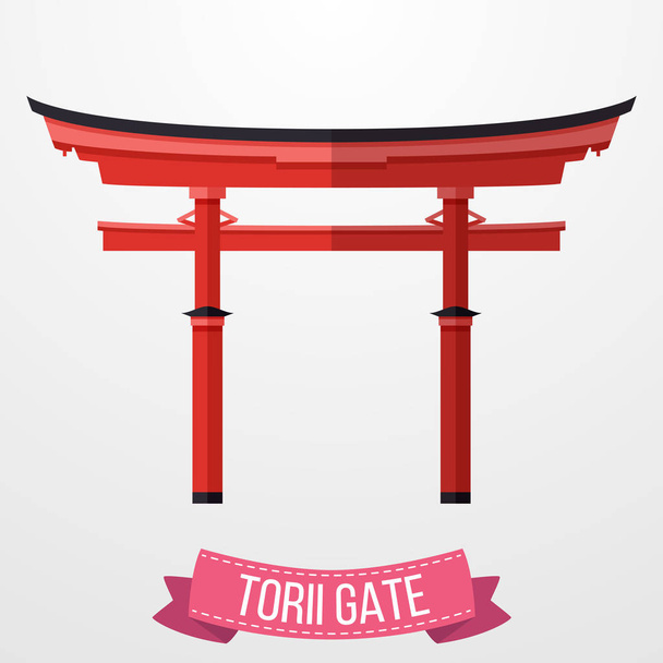 Vectorillustratie van traditionele Japanse Torii poort op witte achtergrond - Vector, afbeelding