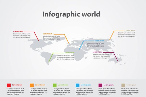 infographic country world map, international world flags - Vetor, Imagem