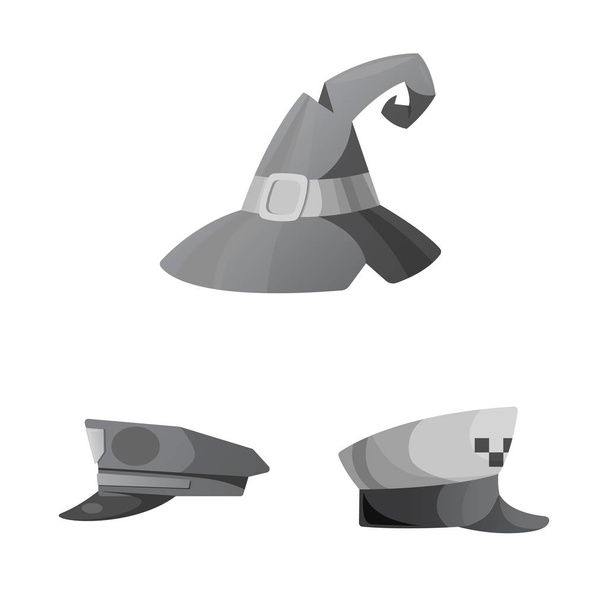 Isolated object of headwear and cap symbol. Set of headwear and accessory stock symbol for web. - Vektor, Bild