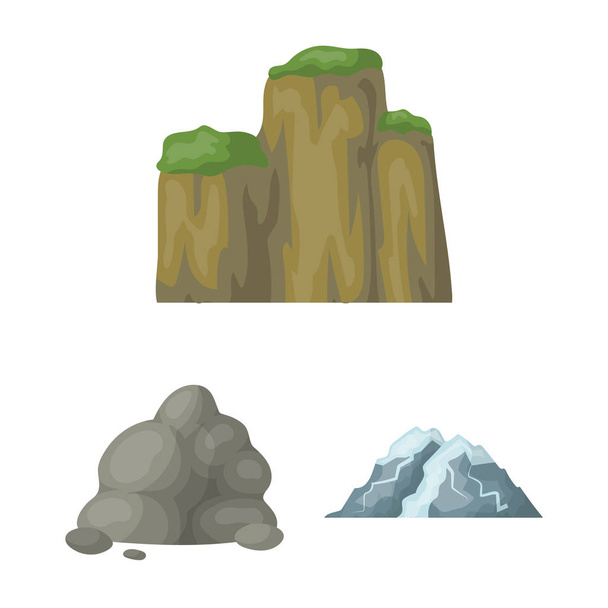 Different mountains cartoon icons in set collection for design.Mountains and landscape vector symbol stock web illustration. - Vektor, Bild