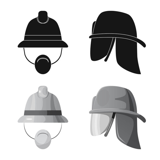 Vector illustration of headwear and cap icon. Set of headwear and accessory stock vector illustration. - Vektör, Görsel