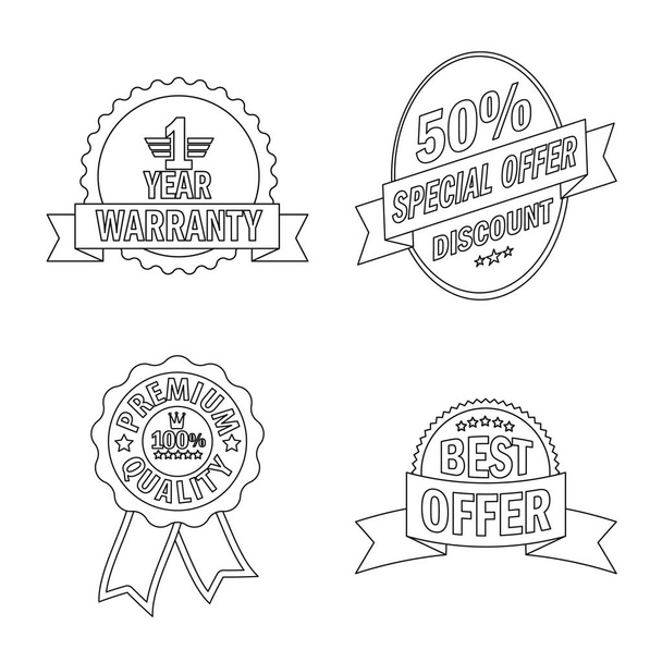 Vector design of emblem and badge sign. Collection of emblem and sticker stock vector illustration. - Wektor, obraz