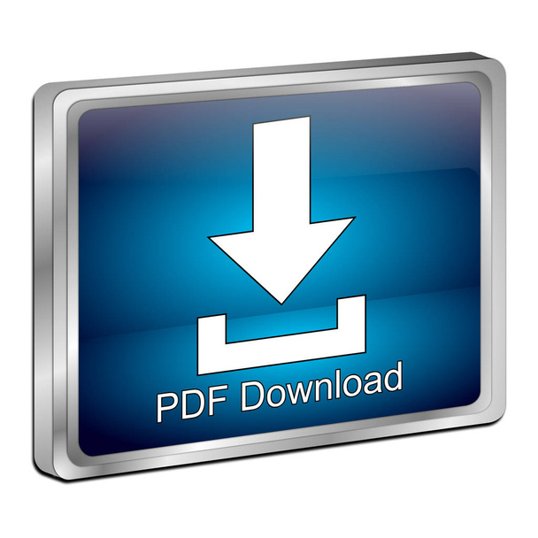 Λήψη pdf μπλε κουμπί - 3d απεικόνιση - Φωτογραφία, εικόνα