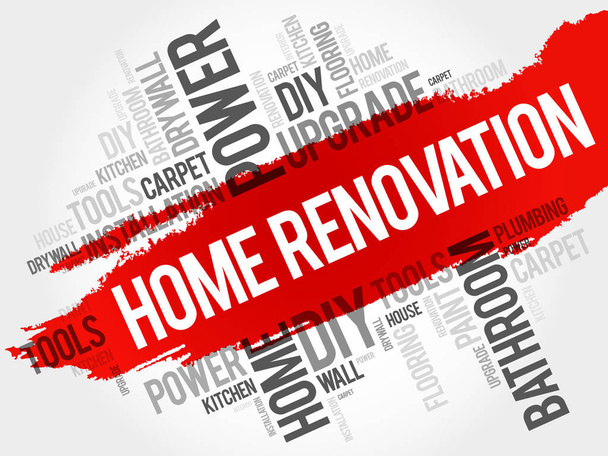 Home Renovation Word Cloud, üzleti koncepció kollázs háttér - Vektor, kép