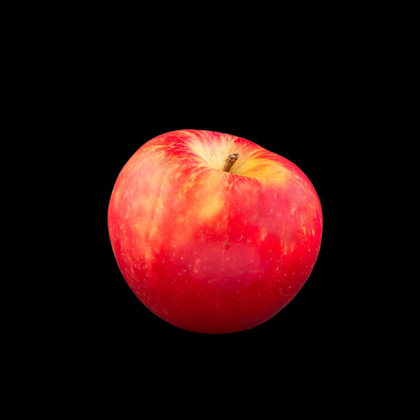 red apple isolated on black background - Fotoğraf, Görsel