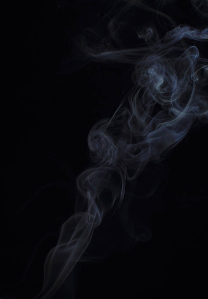 White smoke texture on black background - Foto, imagen