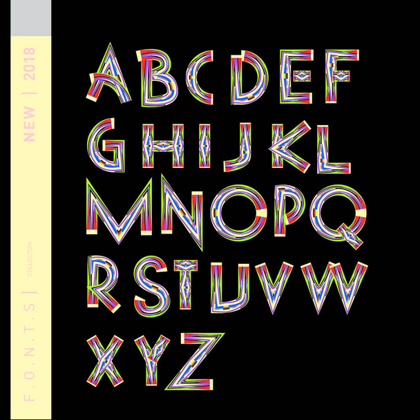 Vector of abstract colorful font and alphabet - Vector, Image