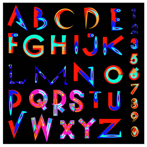 Vector de fuente abstracta de colores y alfabeto
 - Vector, imagen