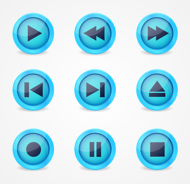 Media player glossy buttons collection - Wektor, obraz