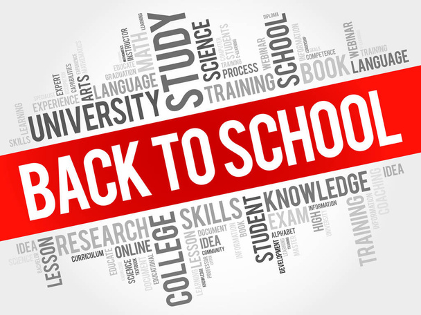 Back to School word cloud collage, education concept background - Vector, Image