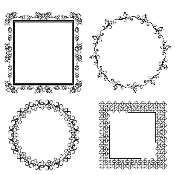 Black decorative frames on white background. Vector - Vector, Image