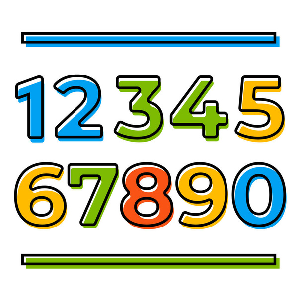 Set van tien cijfers formulier nul tot negen. Getallen vector lijn - Vector, afbeelding