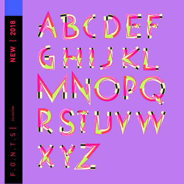 Vector of abstract colorful font and alphabet - Vector, Image