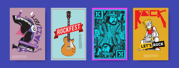 Ensemble vectoriel de gabarit de conception d'affiches d'événements musicaux. Poster affiche rock, jazz, blues et hip hop
. - Vecteur, image