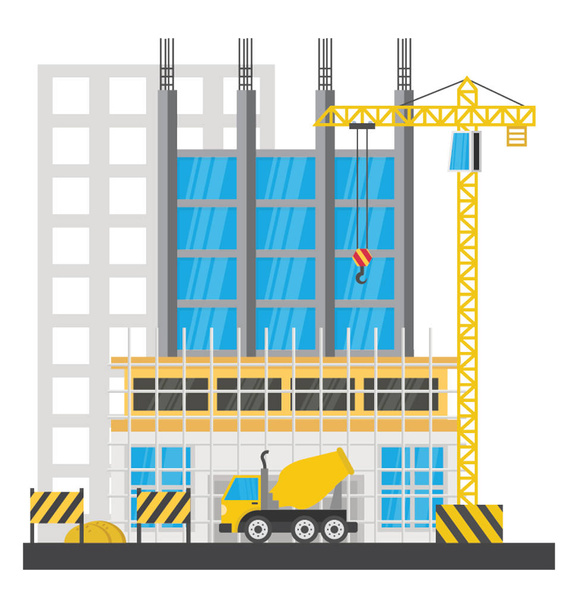 An installation of industry in a commercial area known as scaffolding installation  - Vector, imagen