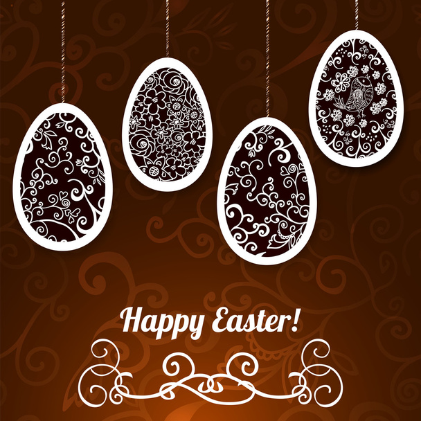 Chocolate Easter Vector Background with Eggs - Vektor, Bild