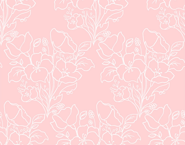 Vector floral seamless pattern. Botanical background with flowers - Vetor, Imagem