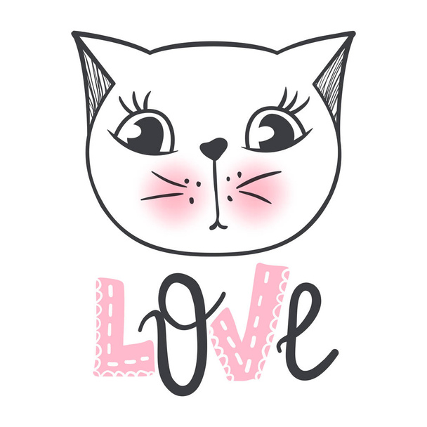 Cute cat vector design. Girly kittens. Fashion Cats face. - Vetor, Imagem