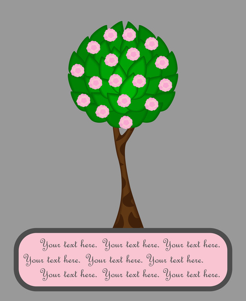 Abstract flowering tree with frame for your text, vector illustration - Διάνυσμα, εικόνα