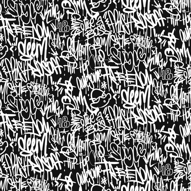 Vector graffiti tags seamless pattern, print design. - Vector, Image