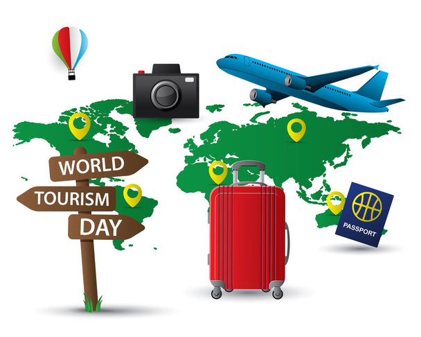 svět cestovního ruchu den cestovního ruchu den ilustrace svět cestovního ruchu den vektorový design papíru - Vektor, obrázek