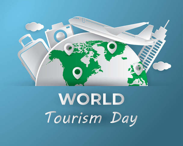 Journée mondiale du tourisme illustration Journée mondiale du tourisme vectoriel papier art
 - Vecteur, image