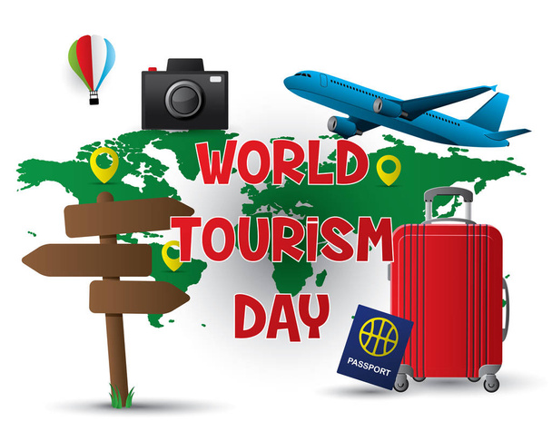 Papier Welt Tourismus Tag Tourismus Tag Illustration Welttourismus Tag Vektor Design - Vektor, Bild