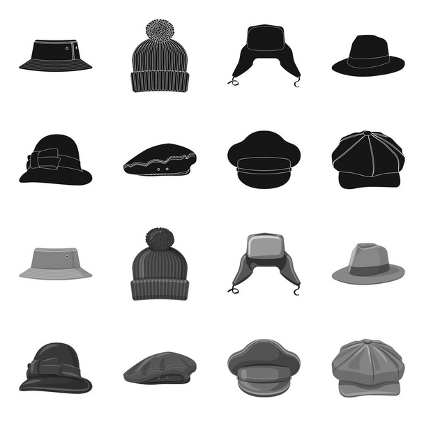 Vector illustration of headwear and cap sign. Collection of headwear and accessory vector icon for stock. - Vetor, Imagem
