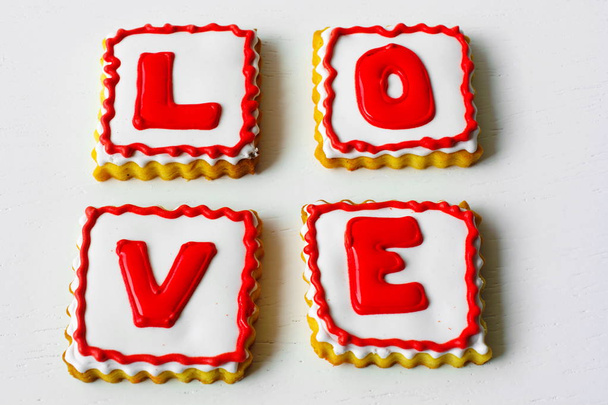 Pliki cookie dla zakochanych Day.for Valentine's. Ciasteczka pyszne miłości. Miłośnicy gotowania - Zdjęcie, obraz