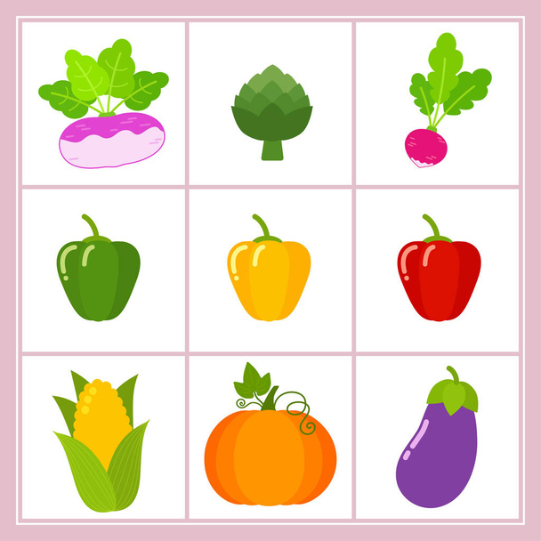 Vector set of cartoon vegetables isolated on white background  - Διάνυσμα, εικόνα