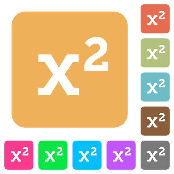 Matematický umocnění ploché ikony na zaoblený čtverec živé barvy pozadí. - Vektor, obrázek