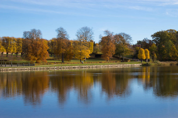 Beautiful autumn day in Frederiksbork park, Hilleroed, Denmark - Photo, image