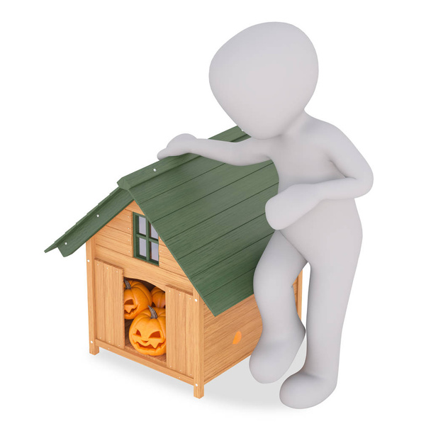 sacar la calabaza de la casa en Halloween
 - Foto, Imagen