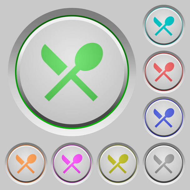 Dining color icons on sunk push buttons - Vector, Image