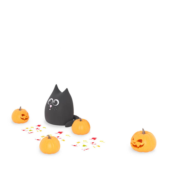 ozdoba dynie na halloween z czarnego kota - Zdjęcie, obraz