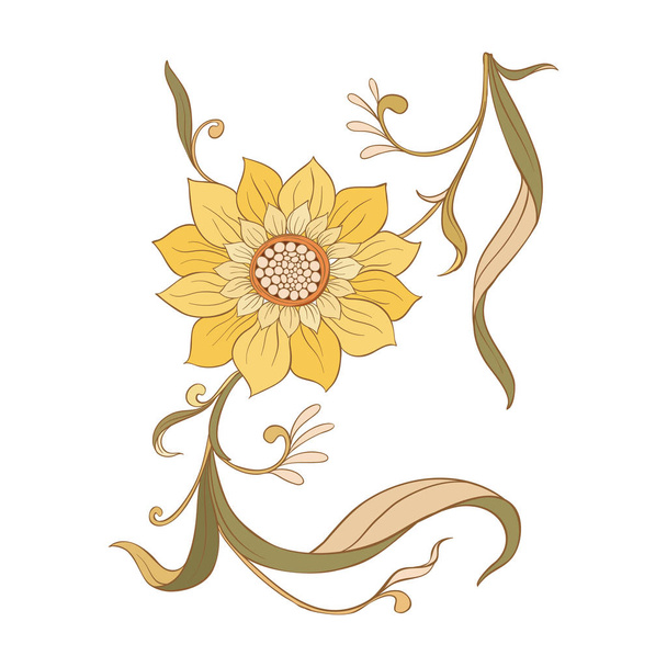 Floral decorative elements In art nouveau style - Διάνυσμα, εικόνα
