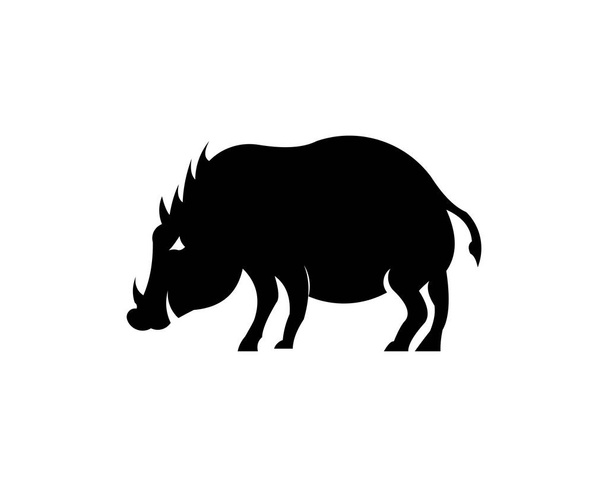 Vektor schwarze Silhouette des Wildschweins isoliert auf weißem Hintergrund - Vektor, Bild