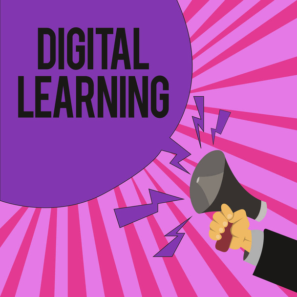 Kézírás szövegírás Digitális tanulás. A fogalom jelentése technológiával vagy oktatási gyakorlattal együtt - Fotó, kép
