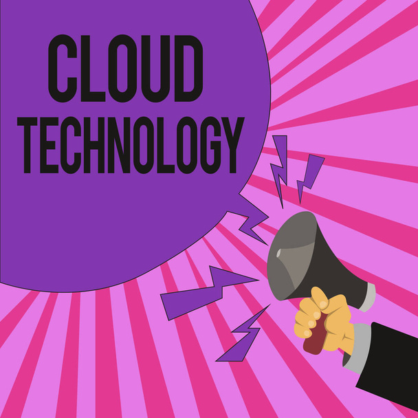 Escritura a mano de texto Cloud Technology. Concepto que significa almacenar y acceder a datos y programas a través de Internet
 - Foto, Imagen