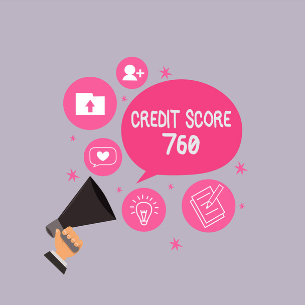 Word writing text Credit Score 760. Business concept for numerical expression based on level analysis of person - Photo, Image