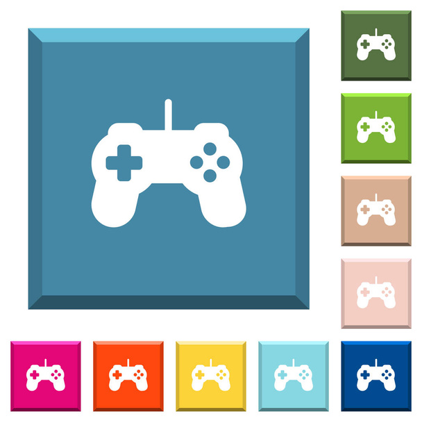 Controlador de juegos iconos blancos en botones cuadrados con bordes en varios colores de moda
 - Vector, Imagen