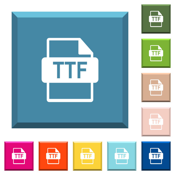 Format de fichier TTF icônes blanches sur les boutons carrés lisérés en différentes couleurs à la mode
 - Vecteur, image